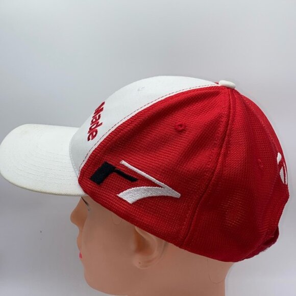 Taylormade Mens Golf Hat R7 Red Mesh White Cap Adjustable Hook & Loop Tmax Gear - Picture 3 of 13